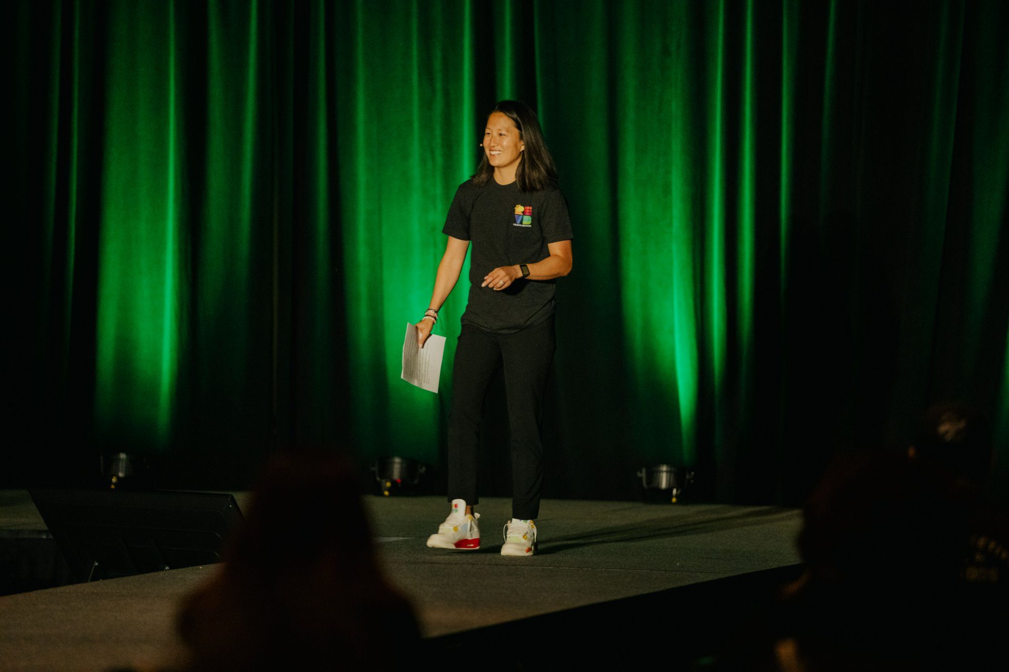 Katie Day on stage at REVB